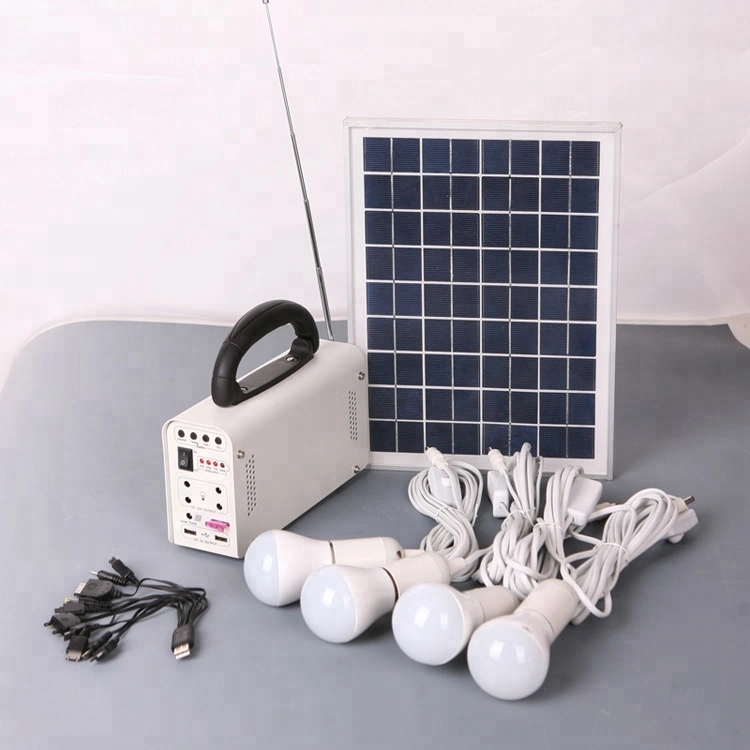 Solar Lighting Home System for Home Common Lighting Use with FM Radio and High Power Bulb Lights and Mobile Chargers